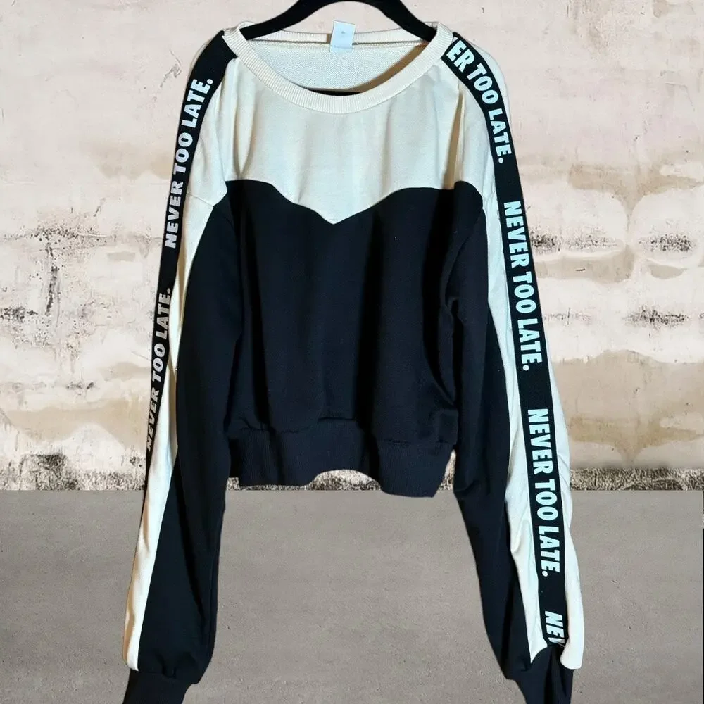 Shein Girls "Never Too Late" Cropped Sweatshirt - Size 12/13Y - Picture 2 of 5